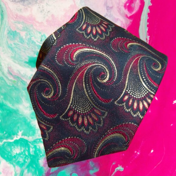 $3999 New Rare Brioni Tie Paisley Black maroon red Handmade Italy 24K Gold Silk - Picture 2 of 16